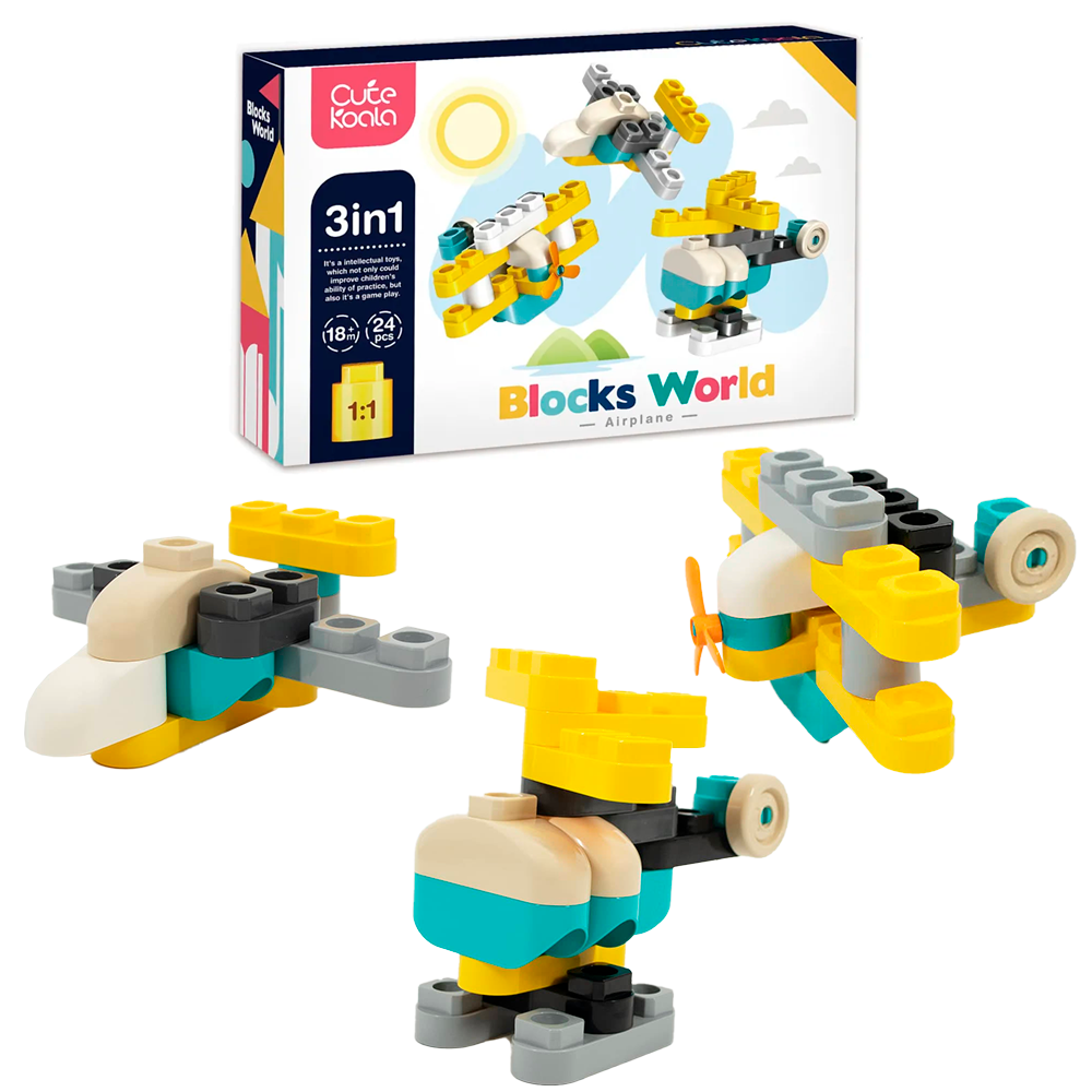 BLOCKS WORLD AVIONES 3 EN 1- CUTE KOALA - IRION Juguetería - BLOCKS WORLD AVIONES 3 EN 1- CUTE KOALA - IRION Juguetería -